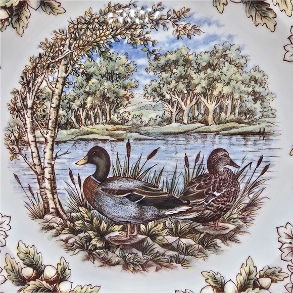 2 Royal Stafford Homeland Mallard Ducks Thanksgiving 11” Dinner Plates Set 2 New - Picture 2 of 5